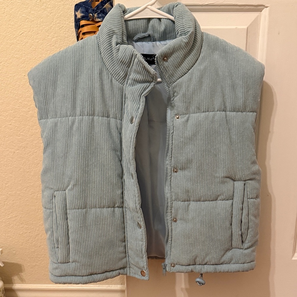 Light Blue Corduroy Puffer Vest